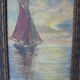 Painting depicting a boat painted in oil on cardboard framed, signed