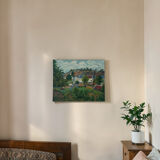 Painting on panel, countryside in spring.