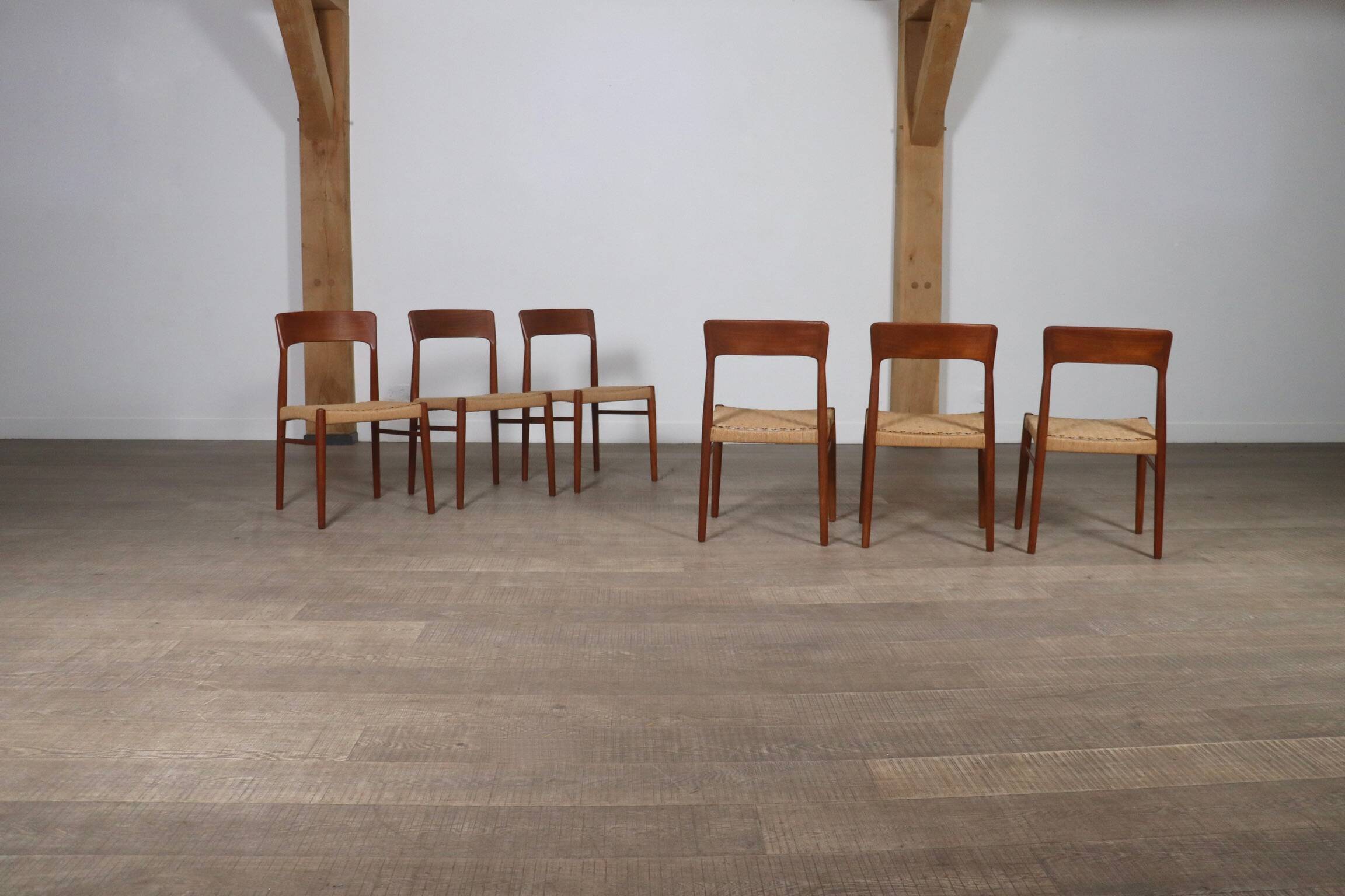 Kai Kristiansen Dining Chairs In Teak And Papercord For KS Mobler, Denmark 1960s, Set Of 6