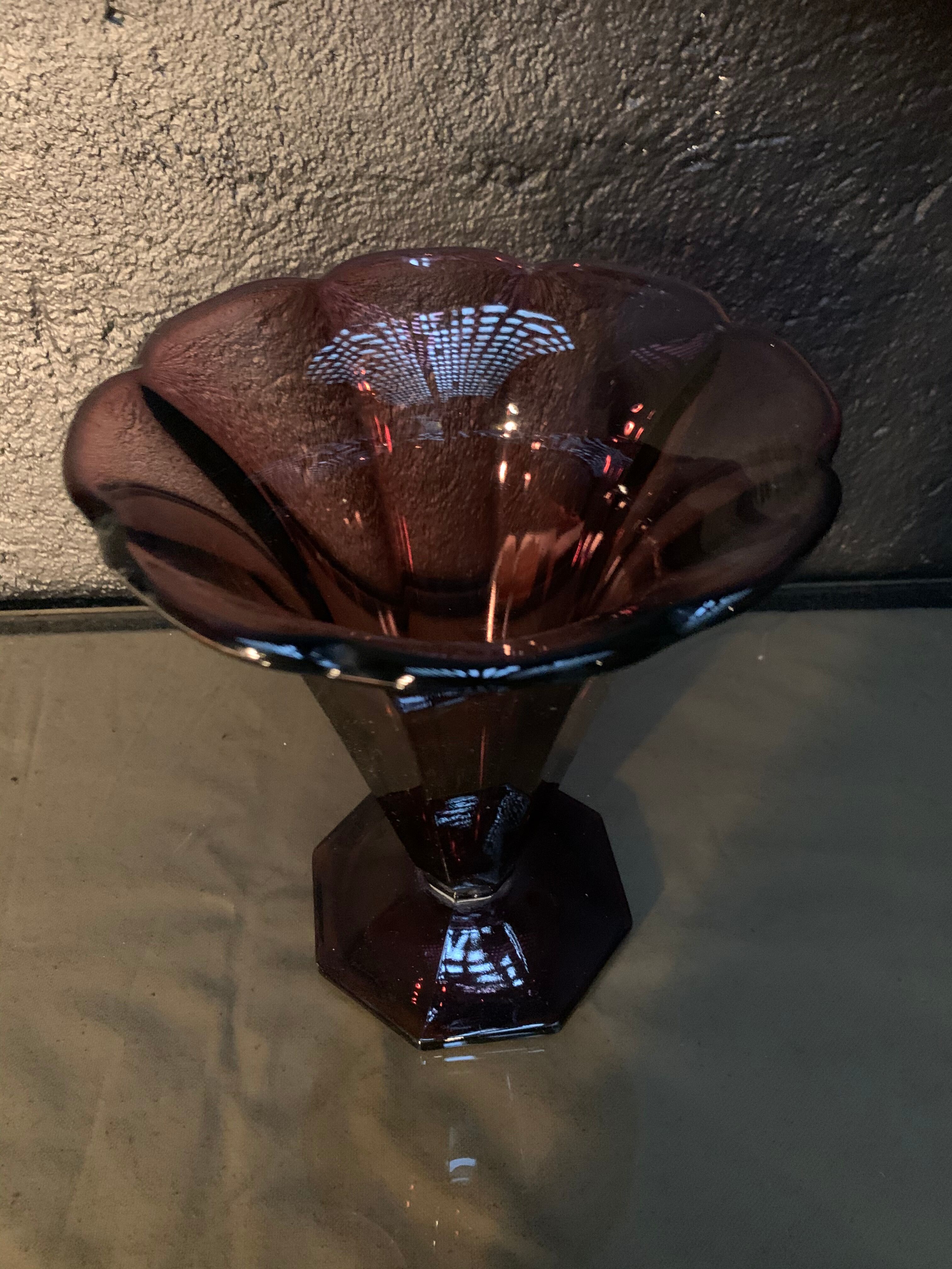 Vintage purple vase in medici shape