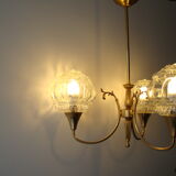 Chandelier 3 branches vintage bubbled globes