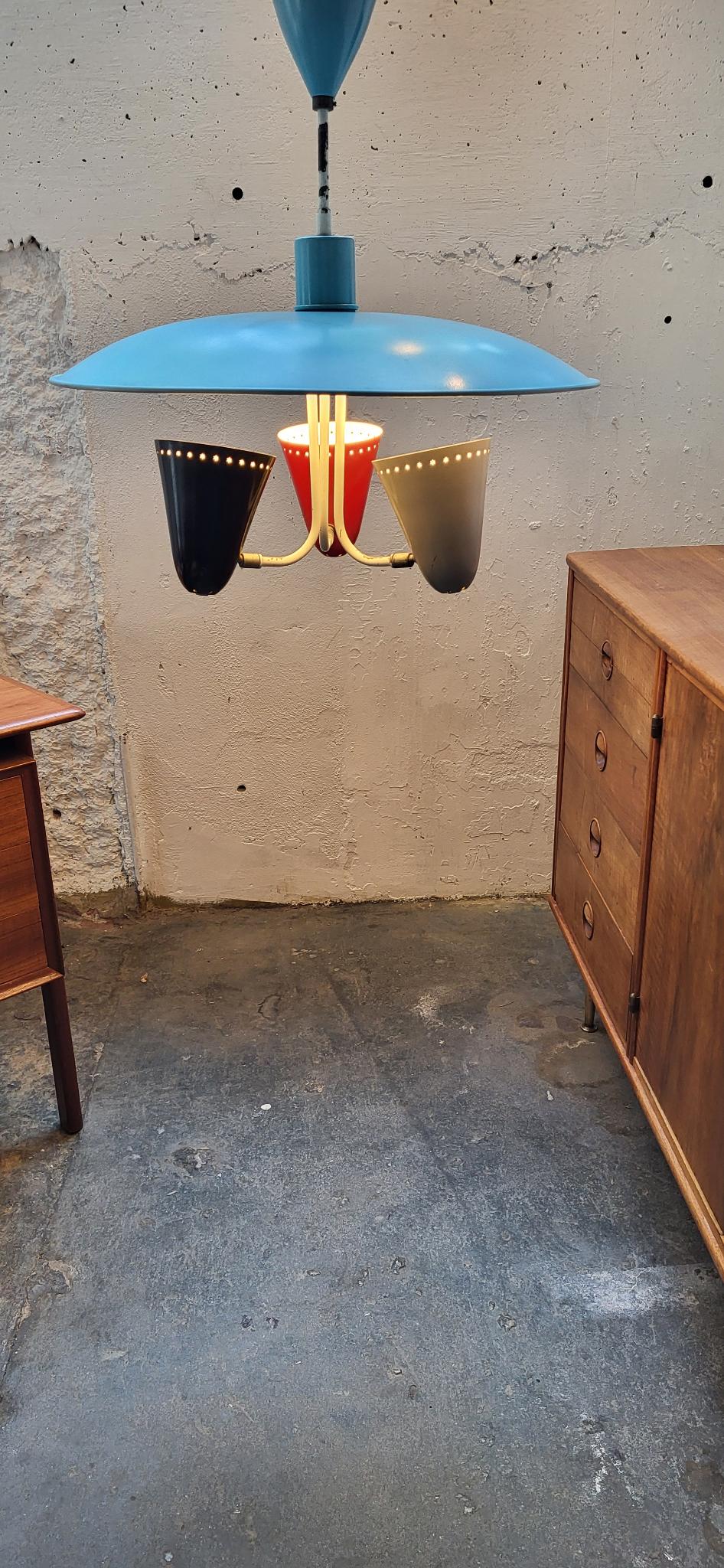 Suspension des années 1950 – Hala Zeist H. Busquet design néerlandais | Lampe de design vintage