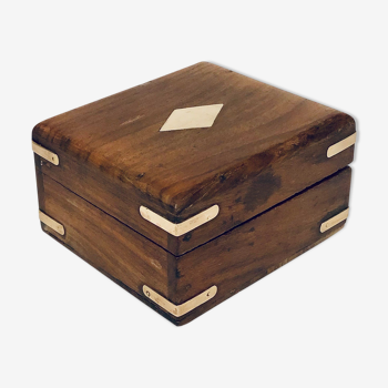 Wooden box marquetterie brass