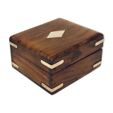 Wooden box marquetterie brass