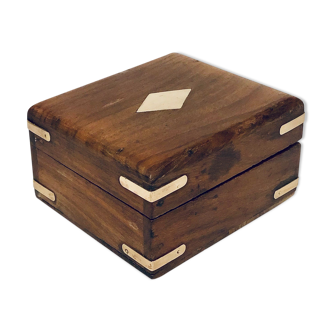 Wooden box marquetterie brass
