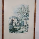 Magnificent Print (Lithograph/Watercolor) Provençal Village Scene