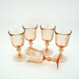 5 stemmed glasses - Rosaline Luminarc Arcoroc France - vintage 80s
