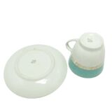 Cup and saucer, mid-century modern, porcelain, Poland, 1970s