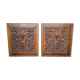 2 carved walnut woodwork panels early 20th century