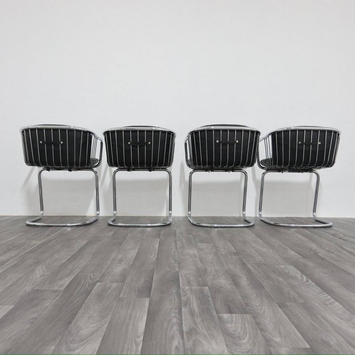 Steel Armchairs attributed to Gastone Rinaldi, 1970s, Set of 4