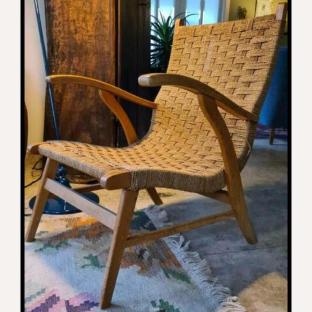 Rope cord rush armchair by Bas van Pelt for Vroom & Dreesman, ca 1950s