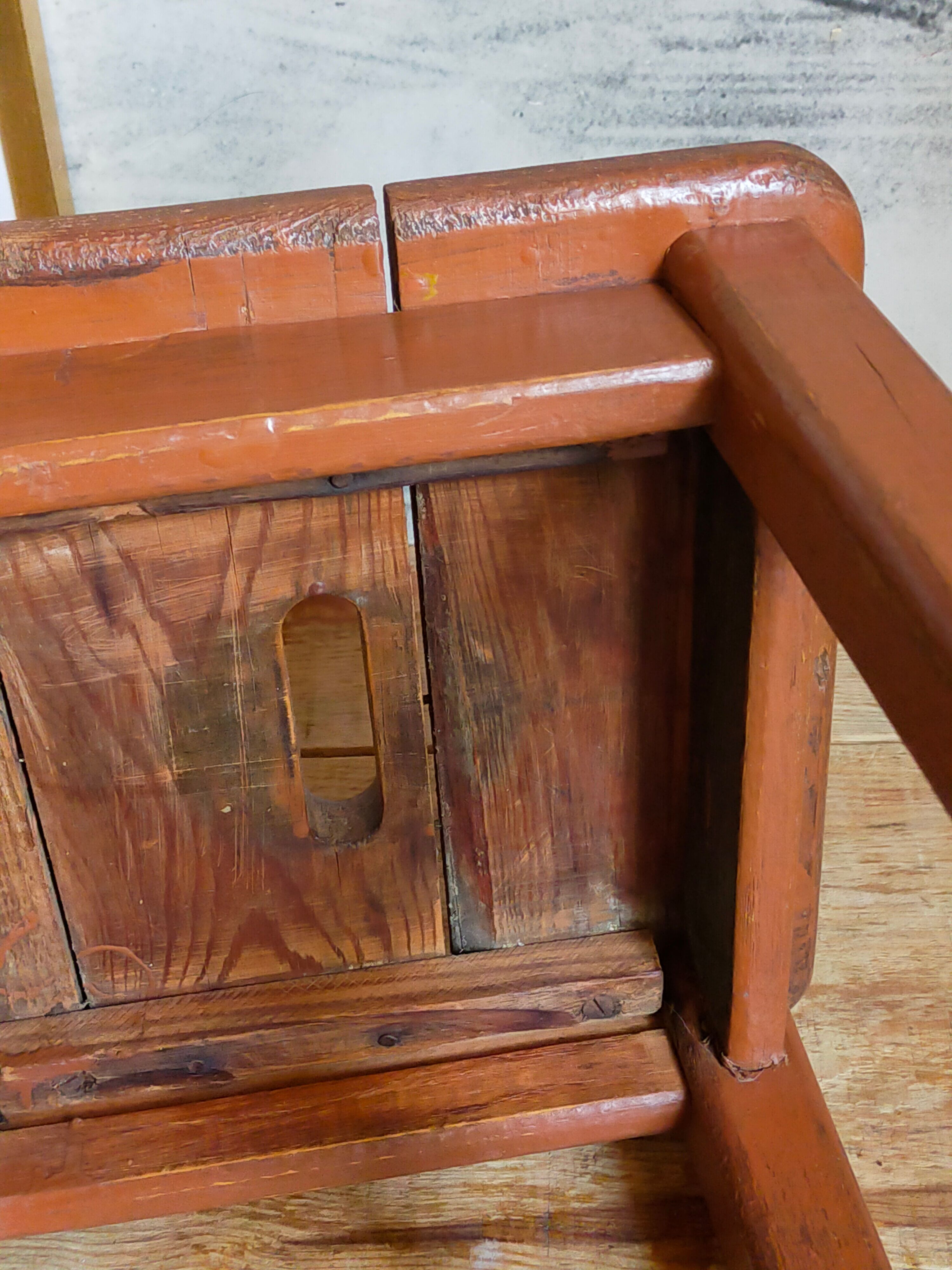 Workshop stool in old solid wood