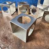 Set of 6 minimalist chrome steel candle holders from the 70s.