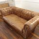 3-seater chesterfield sofa in tan leather