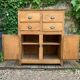 Parisian art deco sideboard in solid raw wood with pyrographed decorations, 1929