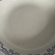 Large round salad bowl, antique blue St-Amandinoise ironstone plate.