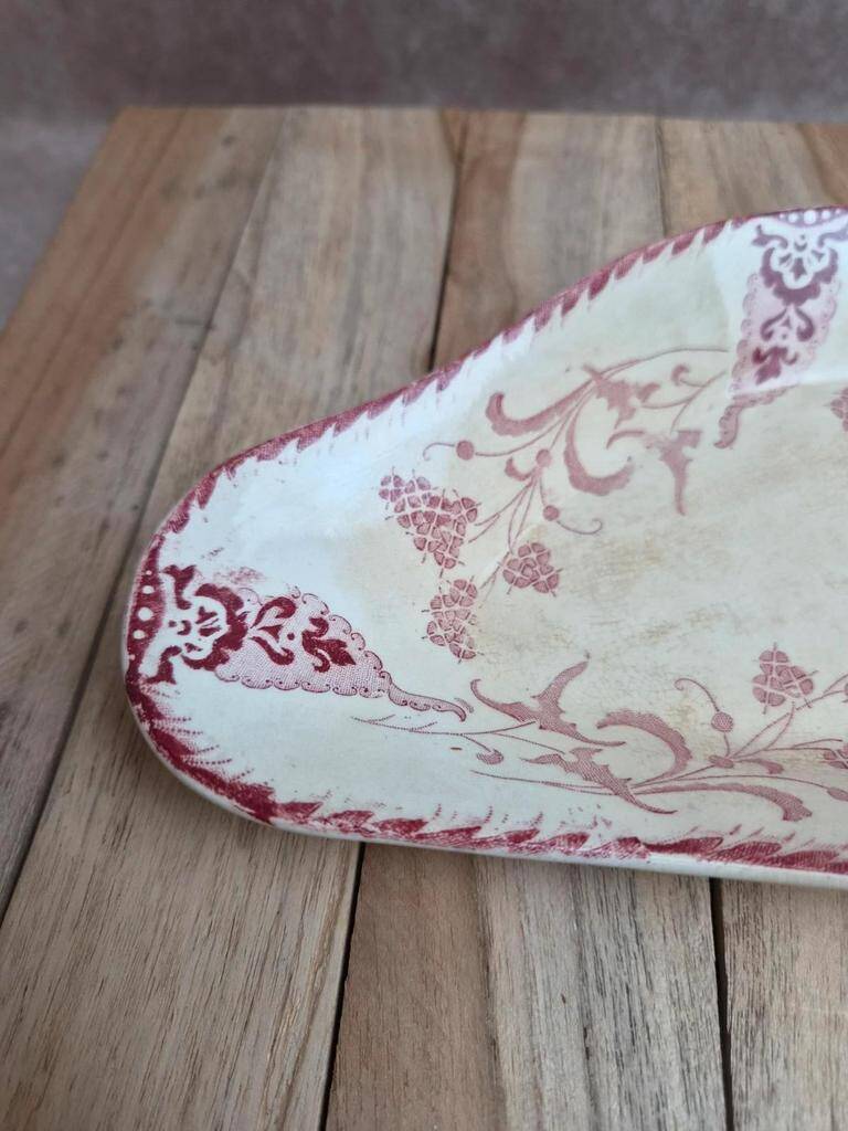 Old Ravier Iron Earth Longwy Rambouillet model – burgundy decoration