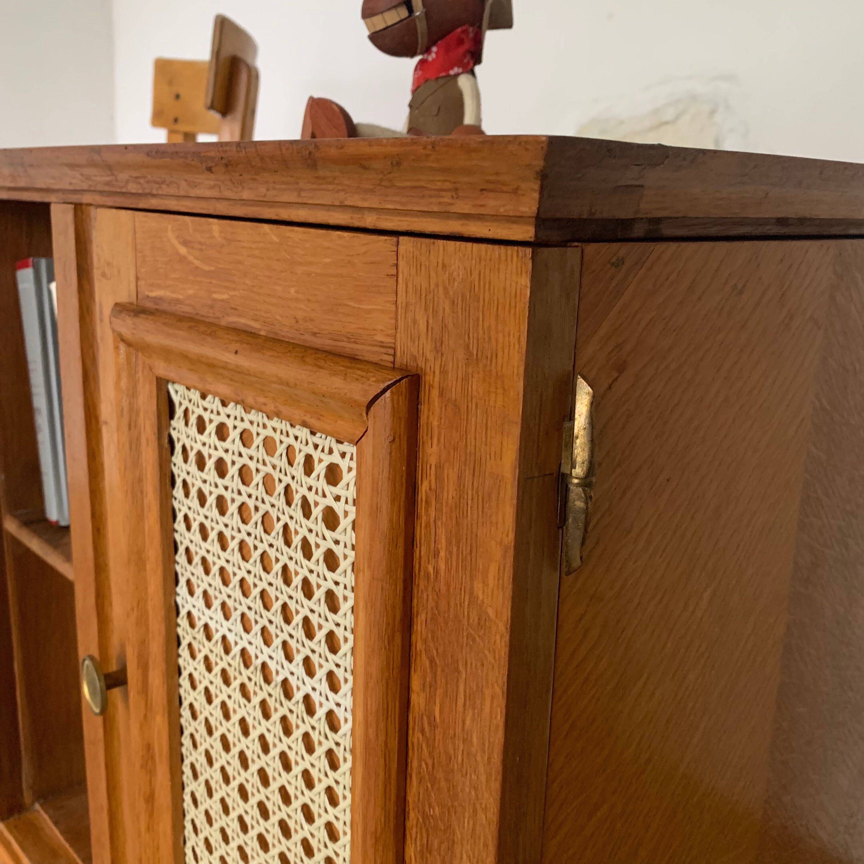 Vintage sideboard in oak compass feet and cannage