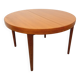 Grande table ronde scandinave vintage des années 50 60 en teck avec rallonges