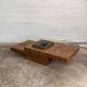 Table basse bar  en loupe d'orme et laiton par Roche Bobois, 1970s
