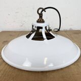 Industrial White Enamel Factory Pendant Lamp, 1960s