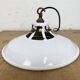 Lampe suspendue en émail blanc industriel, années 1960