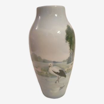 Vase decor "Héron" porcelaine fine Copenhague