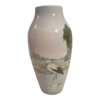 Vase decor "Héron" porcelaine fine Copenhague