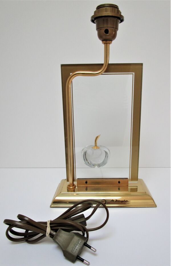 Lampe ''pomme'' le dauphin verre métal doré