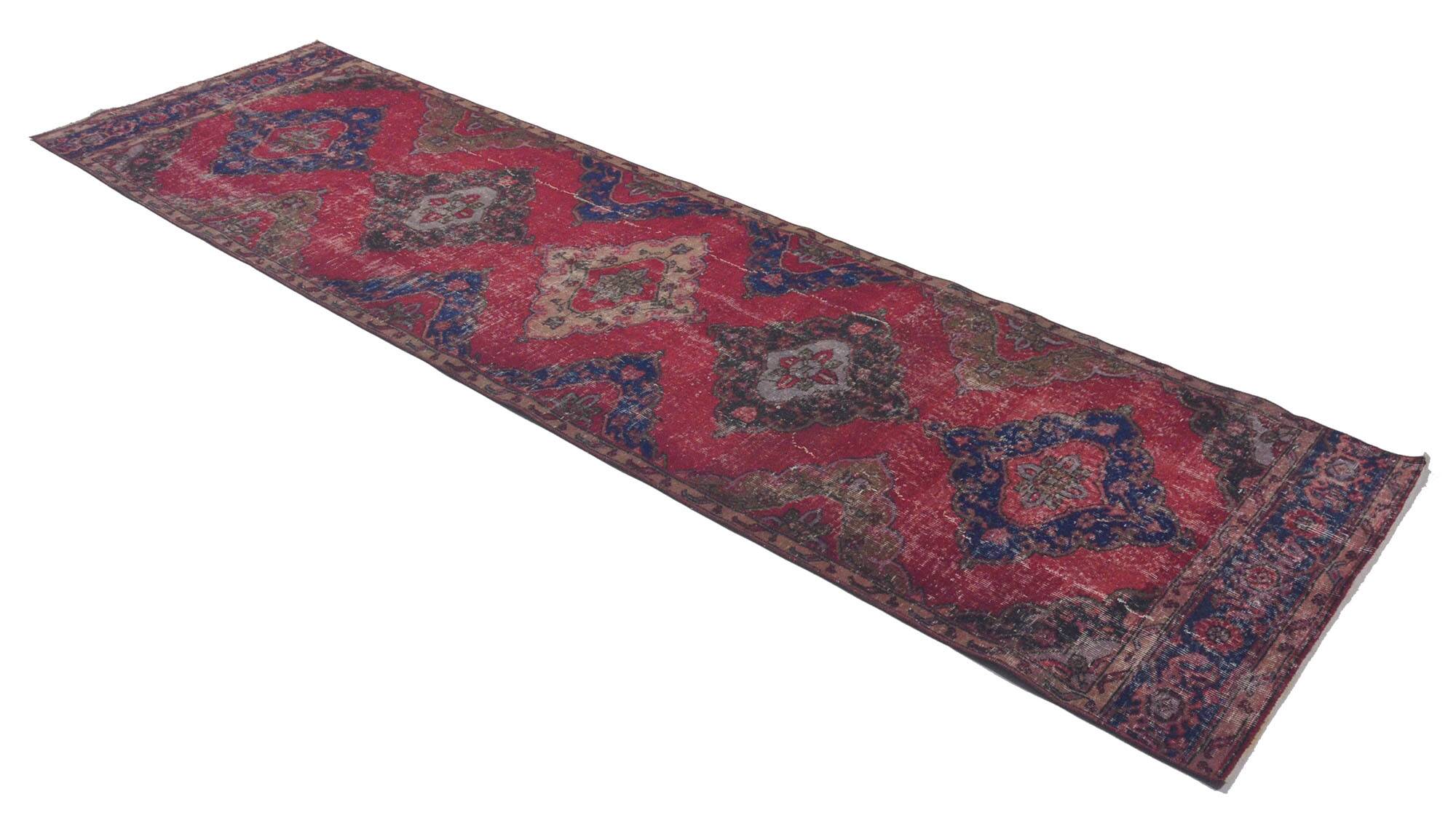 Tapis couloir vintage fait main – Anatolie, années 1950 – 370x106 cm