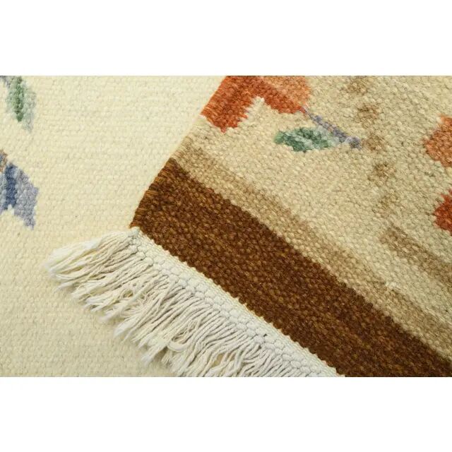1970s Turkish Oushak Handmade Wool Cotton Beige Runner 71x283