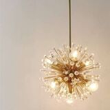 Two golden Sputnik ball chandeliers by Emil Stejnar, Austria, 1970s.