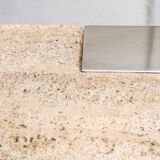 Console en métal chromé et travertin, italie, années 1970