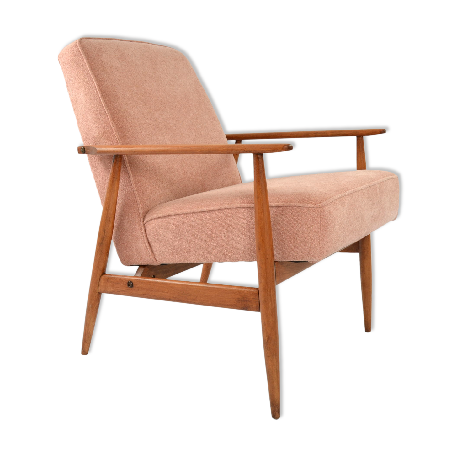 Renovated vintage armchair corduroy pink