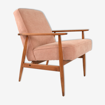 Fauteuil vintage rénové en velours côtelé rose