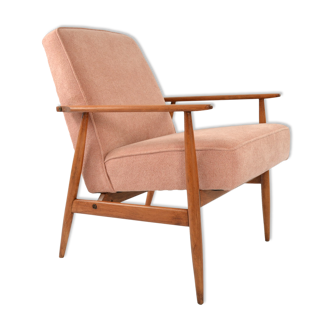 Renovated vintage armchair corduroy pink