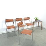 Skai bauhaus chromen Italiaanse buisframe stapelbare stoel