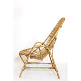 Rattan armchair with armrest from the 60s-70s.