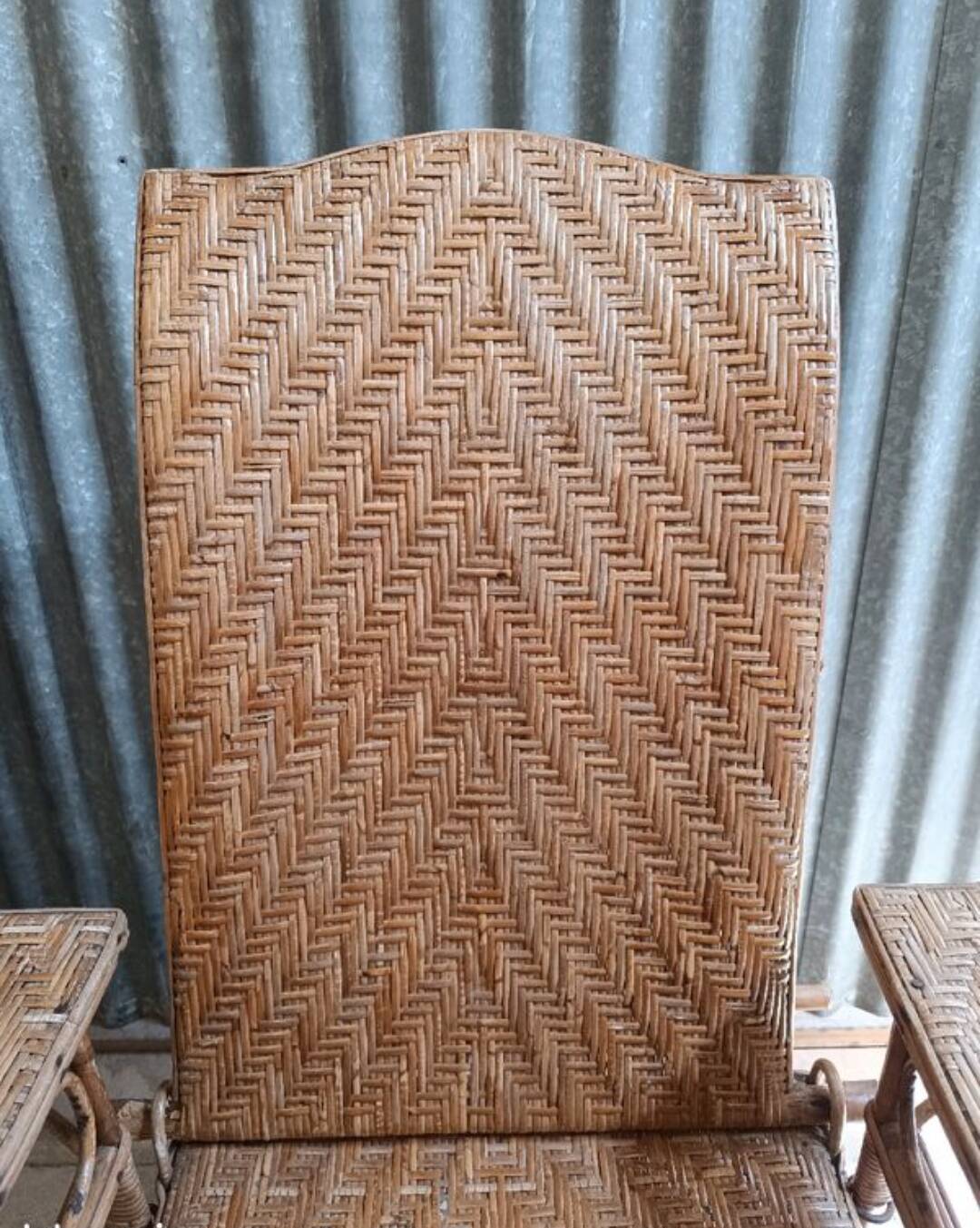 Vintage wicker and rattan deck chair.