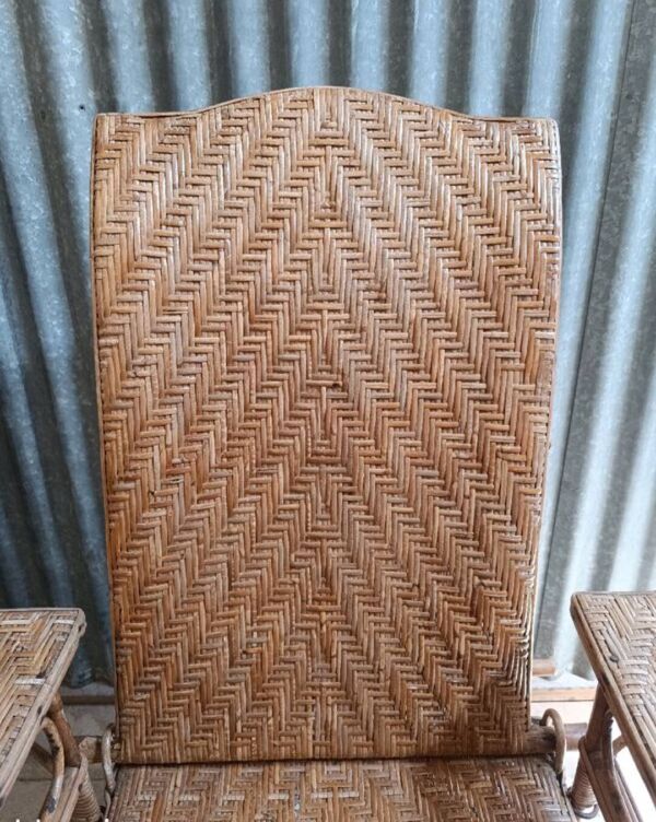 Chaise longue, transat en osier et rotin vintage