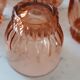 Lot de 12 verres à eau en verre rose art déco
