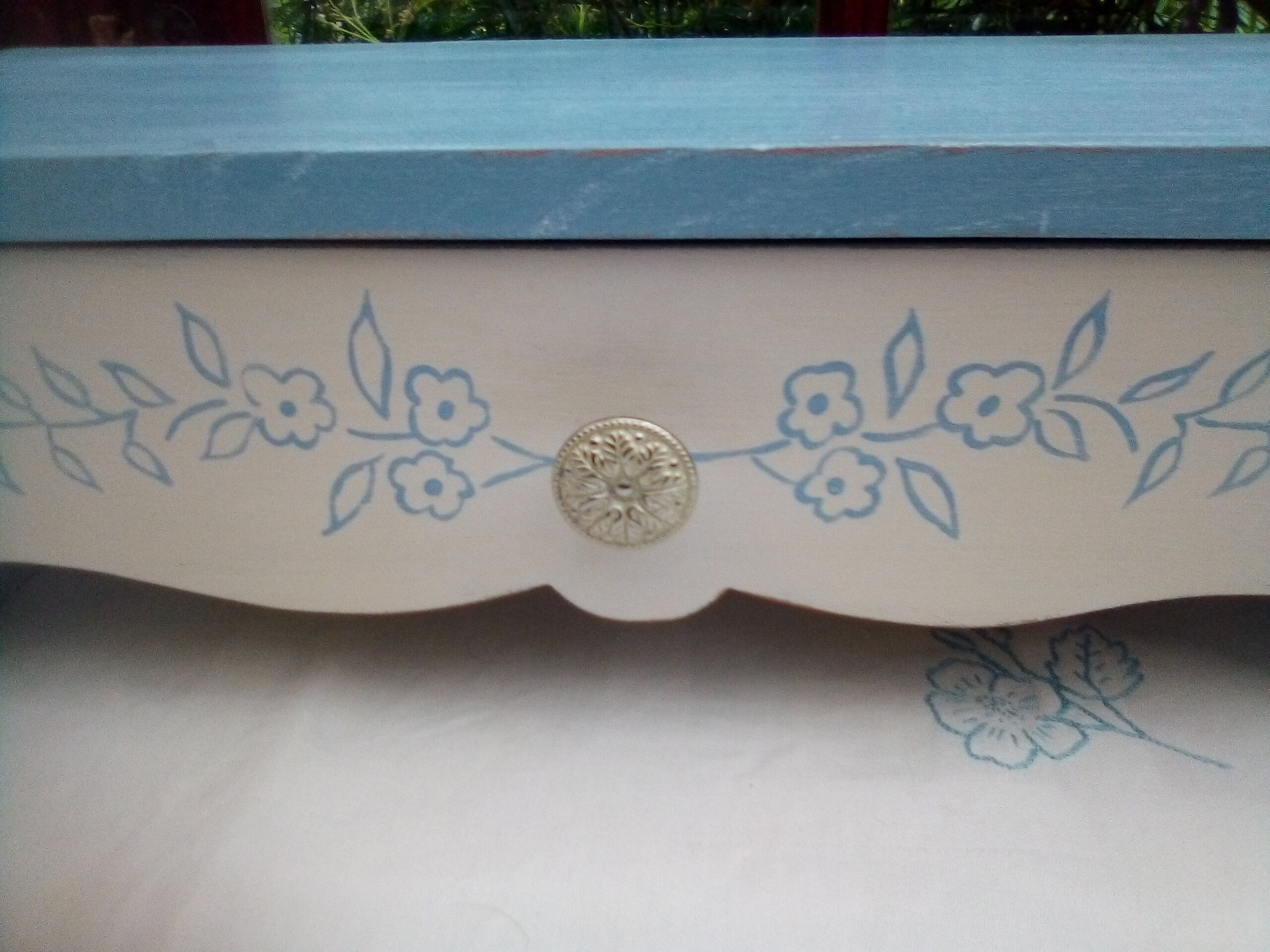 Old wooden shelf with drawer