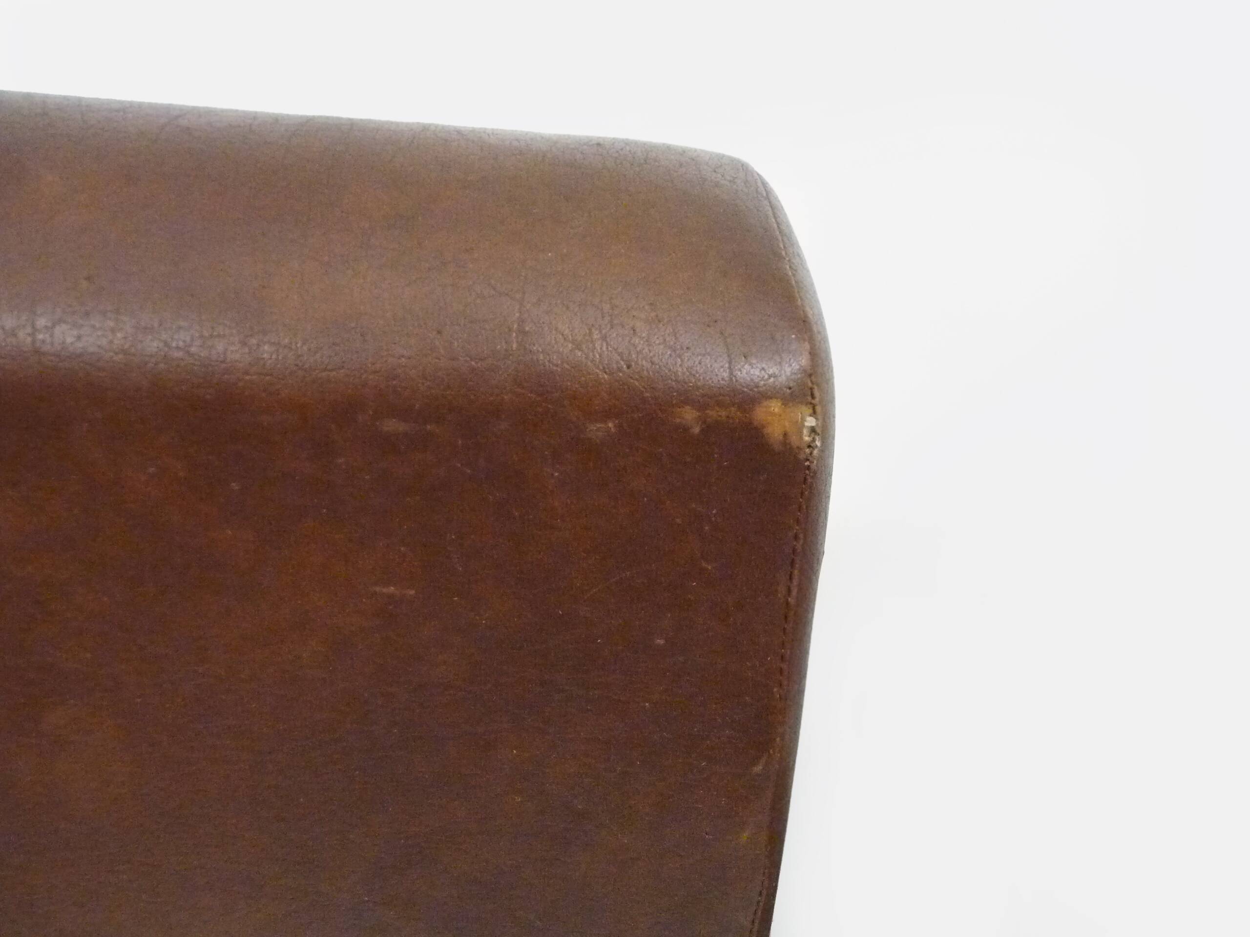 Pair of Scandinavian armchairs in brown leatherette and wood from the 50s and 60s