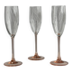 Set of 3 vintage pink champagne flutes H22