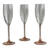 Lot de 3 flûtes à champagne roses vintage H22