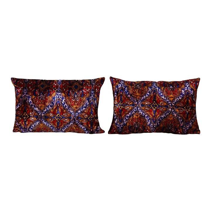 Set of 2 vintage velvet cushion covers 41x61 cm