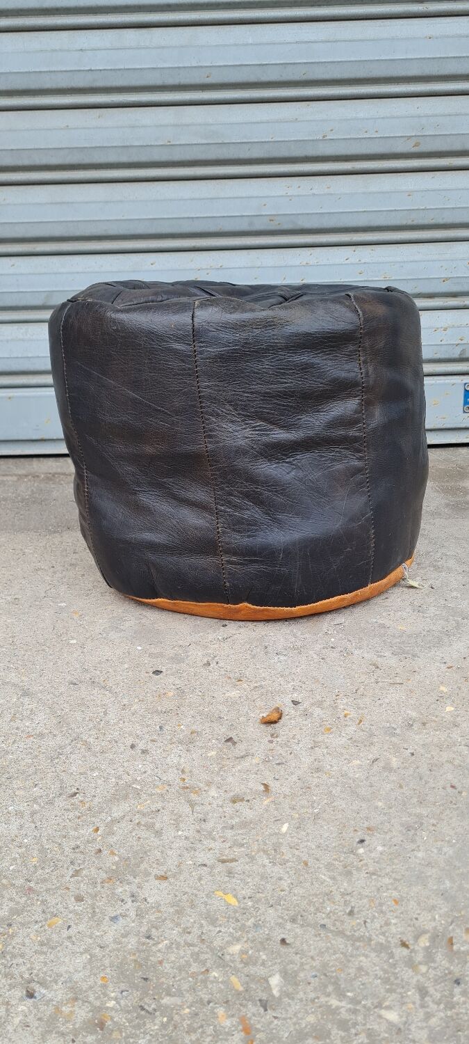Pouf marocain en cuir 1960