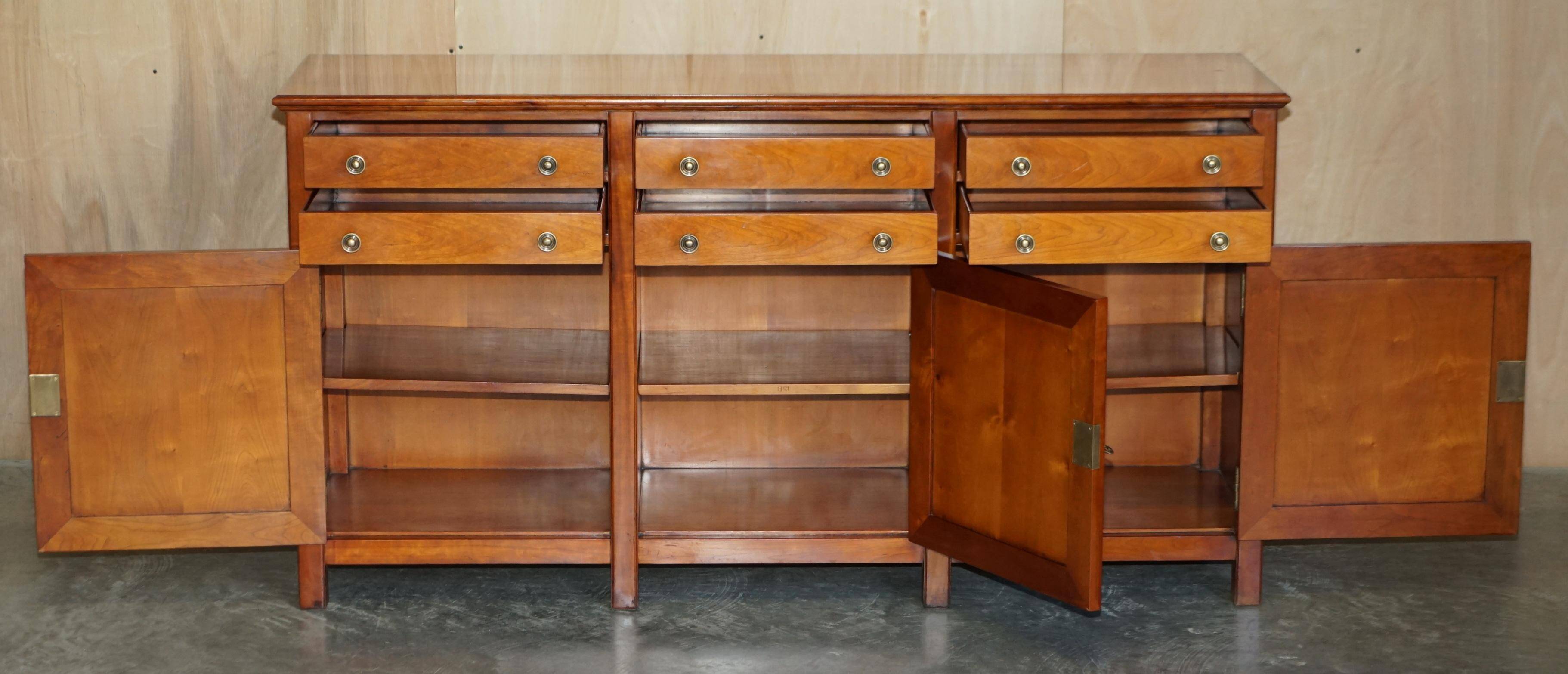 Large buffet Multiyork in solid cherry wood with six drawers.