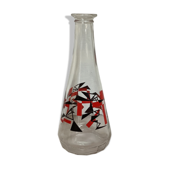 Ancienne carafe motifs géométriques rouges et noirs