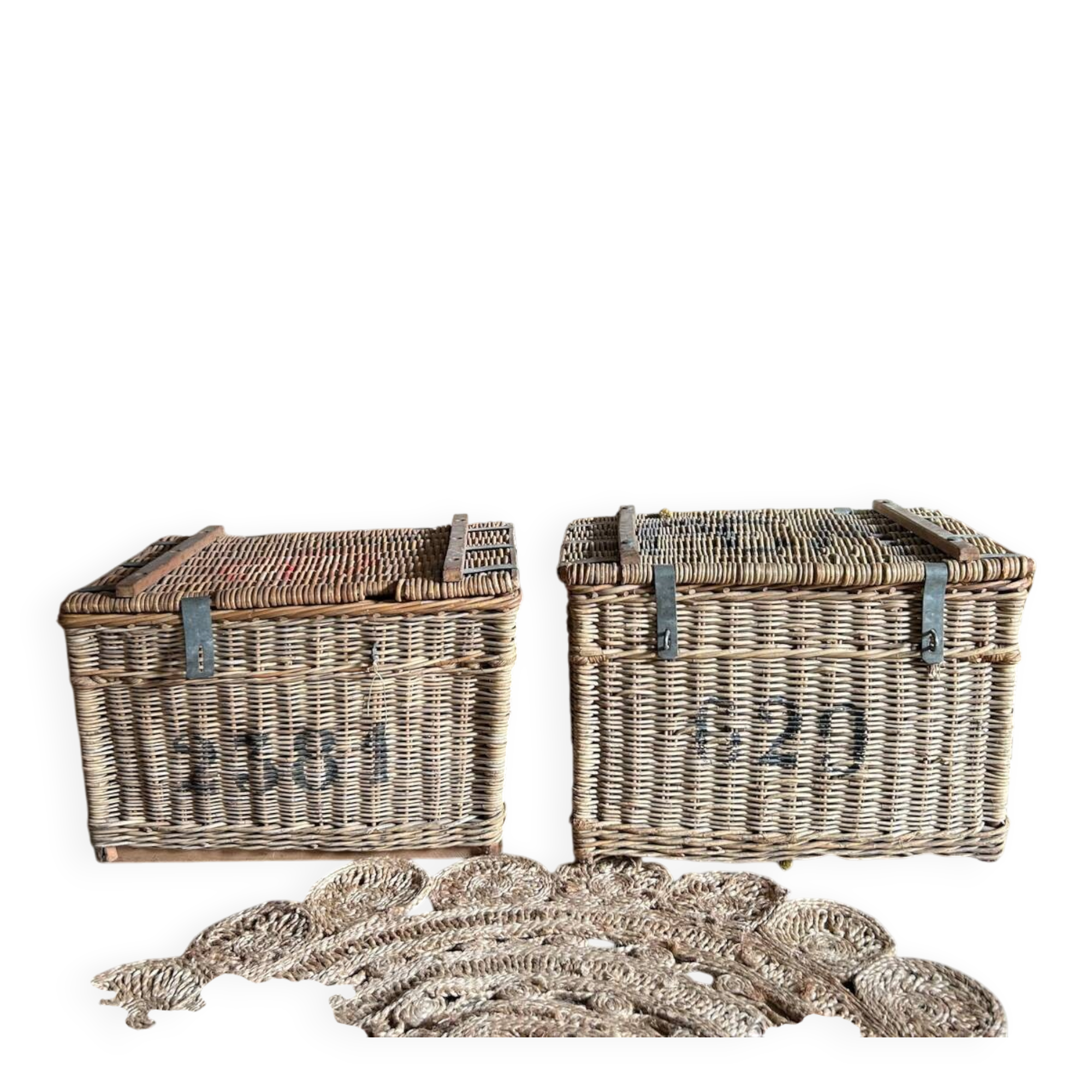 Old wicker moving trunk